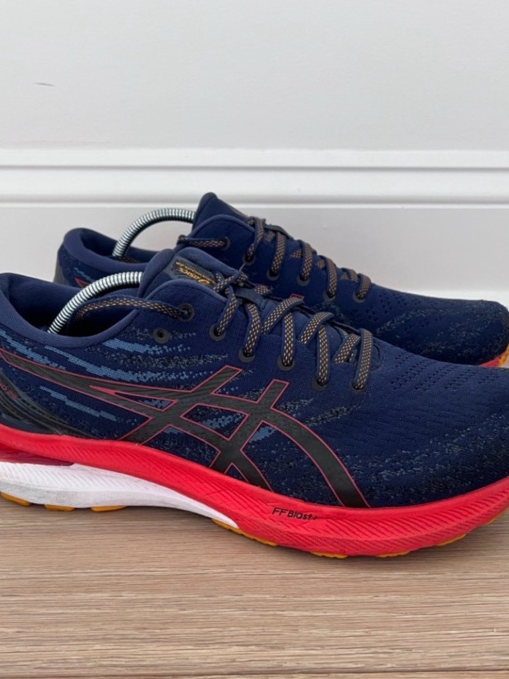 ASICS Men's Navy Running Shoes with Red Midsole